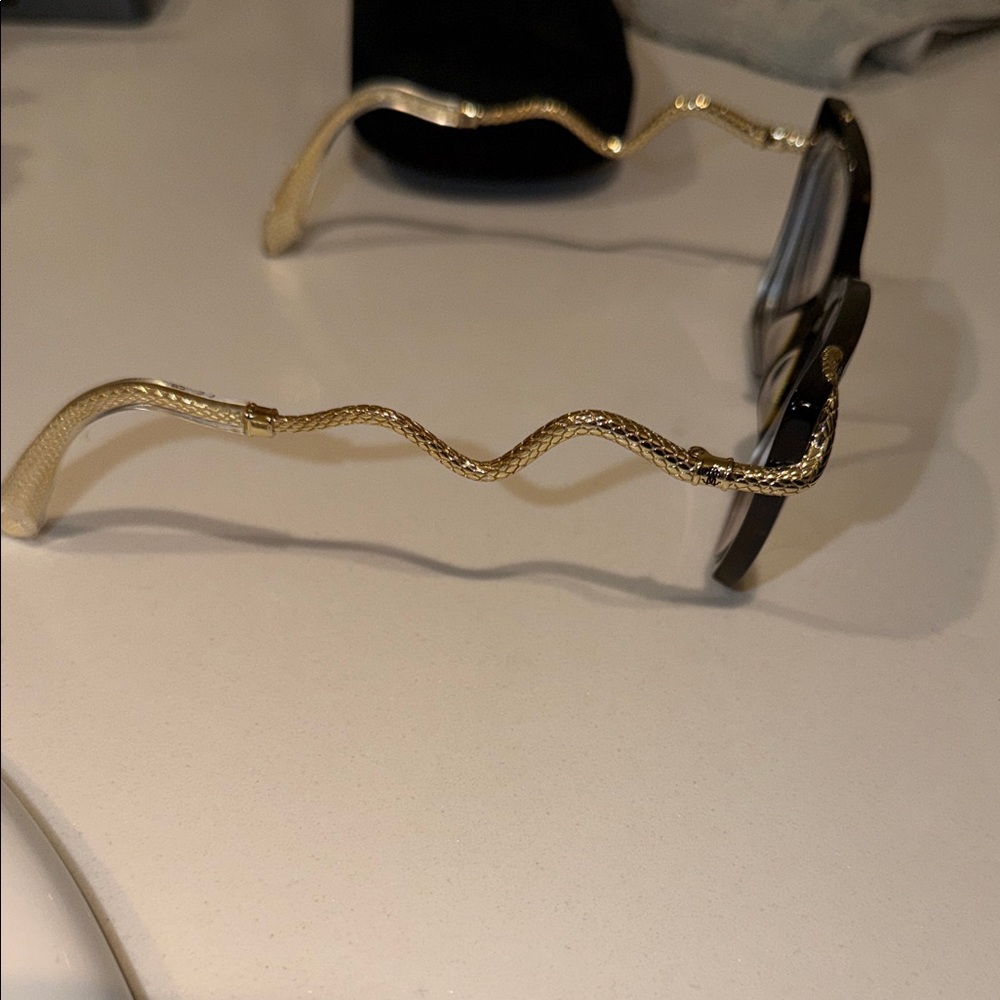 Roberto Cavalli Black and Gold Geometric Eyeglasses - Picture 6 of 9